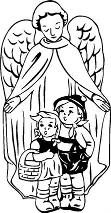 angel sheltering kids